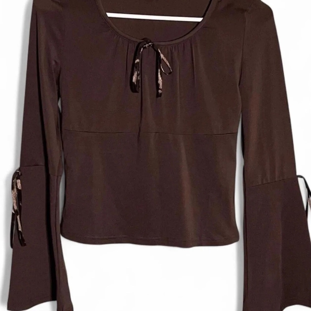 Brown Long Sleeve Women's Top